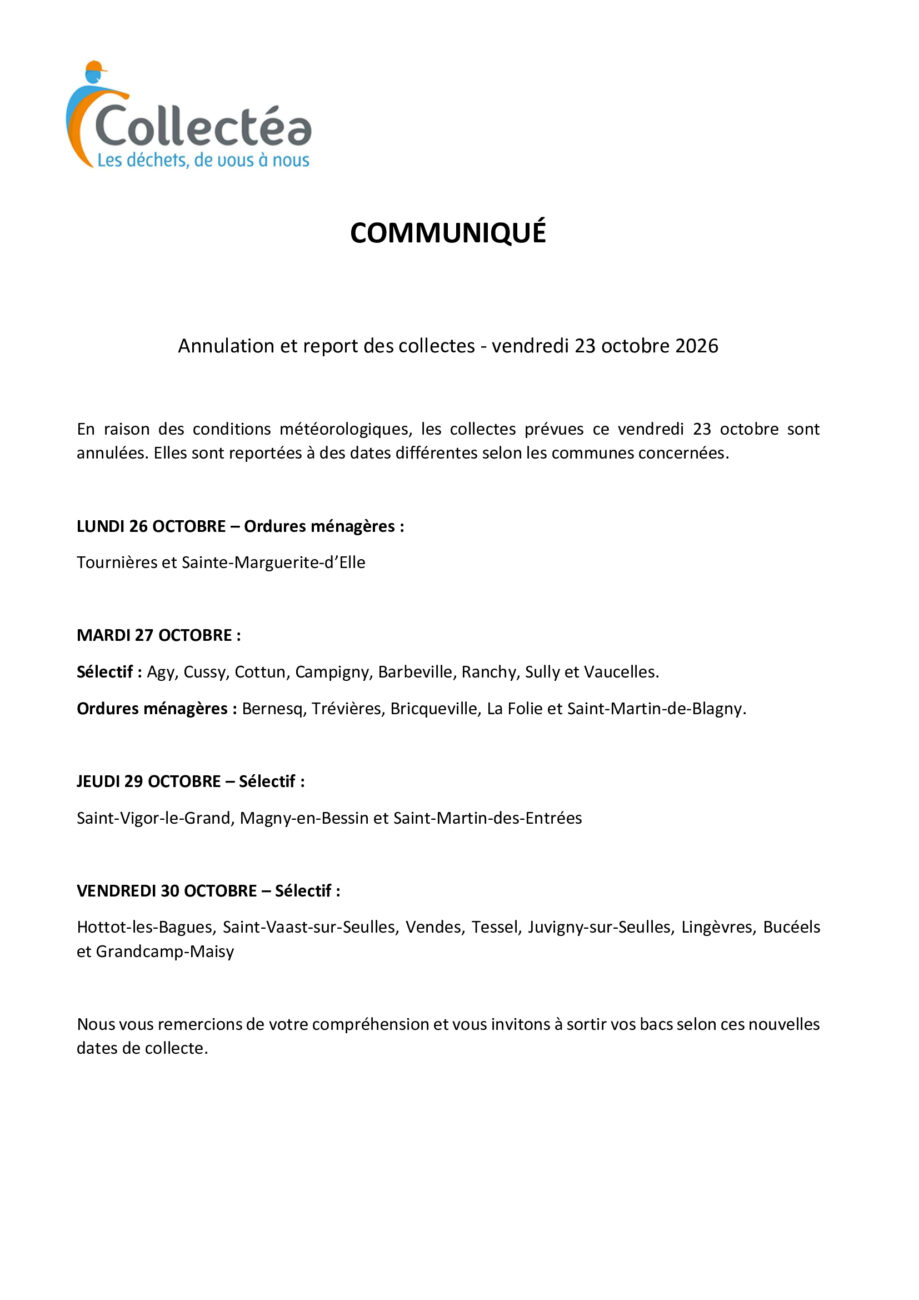 Communiqué-annulation-et-report-des-collectes-23.10 Annulation et report des collectes du 23 octobre 2026
